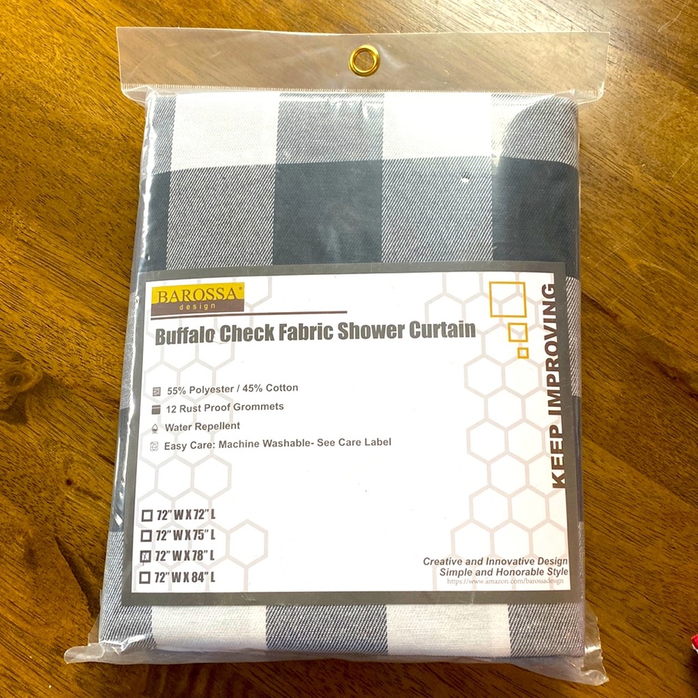 Buffalo Check Shower Curtain. 72”Wx78”L